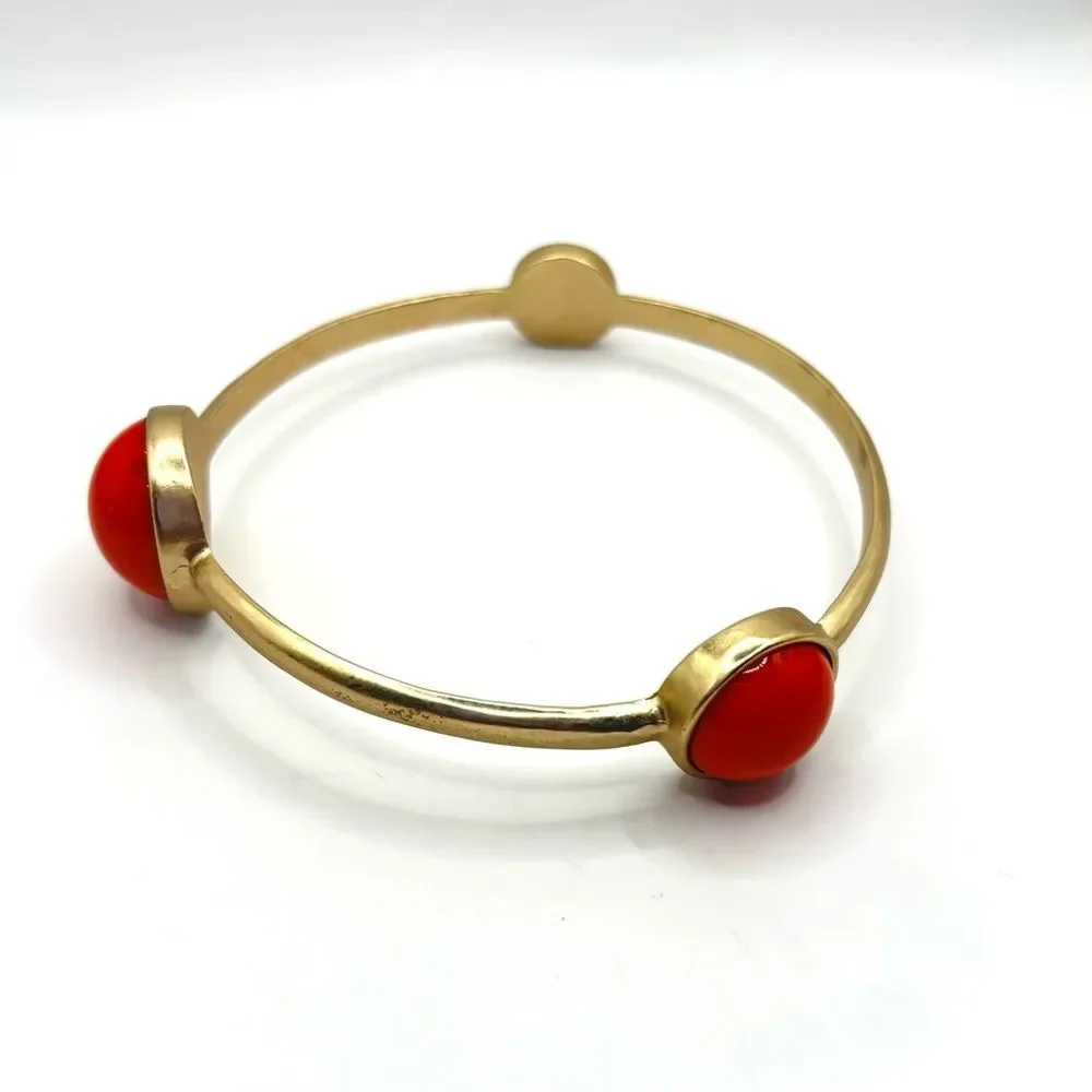 Maximalist Statement Gold and Red Beaded Bracelet Set of 3